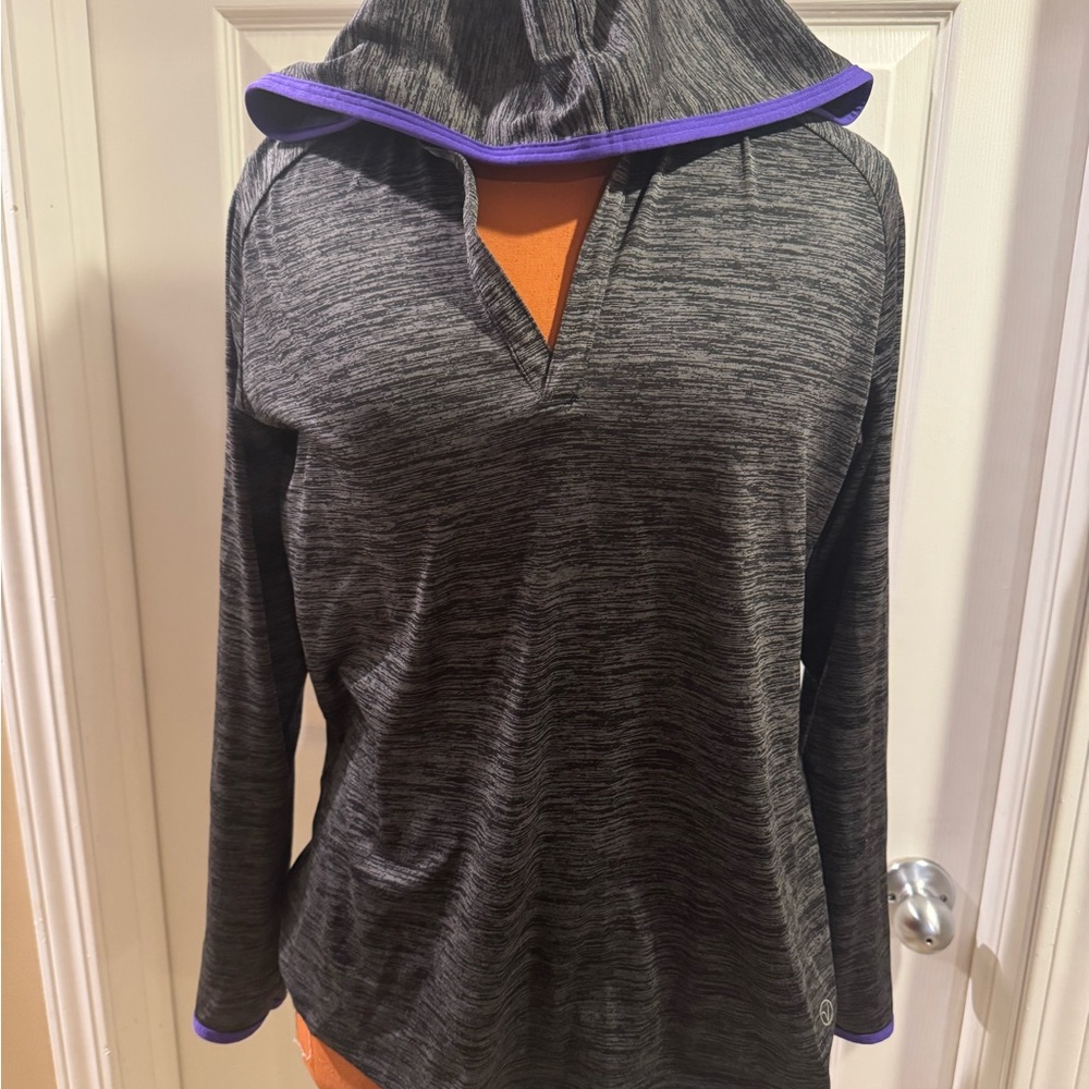 VOGO Athletica M Charcoal and Violet Hoodie